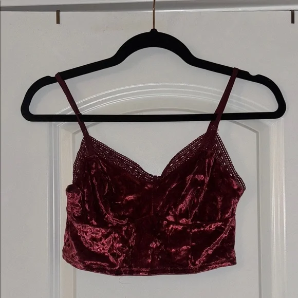 Flirtitude Velvet Bralette in Deep Burgundy - Picture 1 of 10